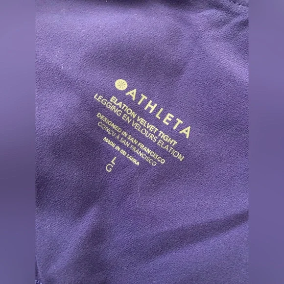 Athleta Elation Velvet Tight Leggings Periwinkle Purple Blue L Large - Picture 5 of 7